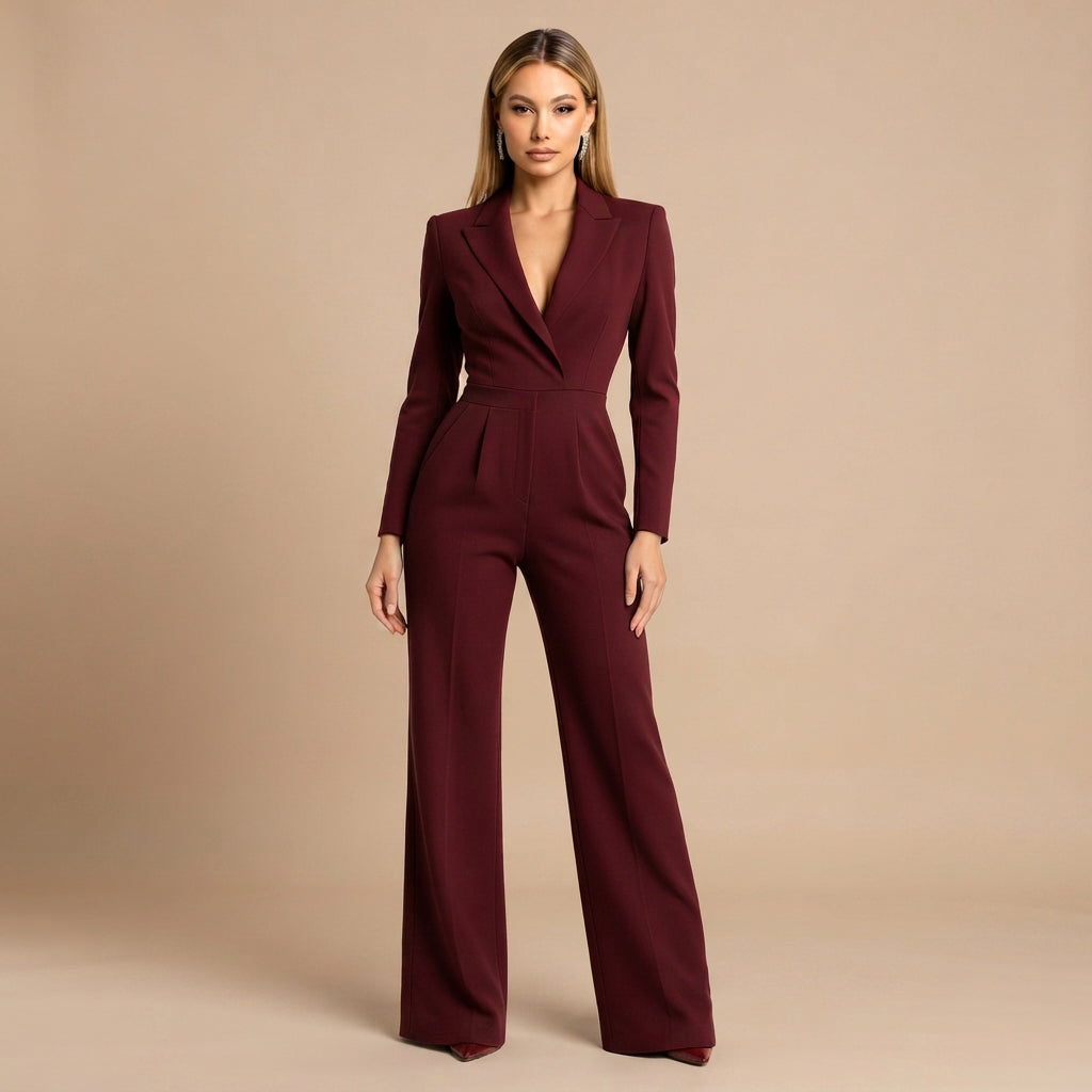 Lina - Eleganter Jumpsuit mit V-Ausschnitt und weitem Schnitt