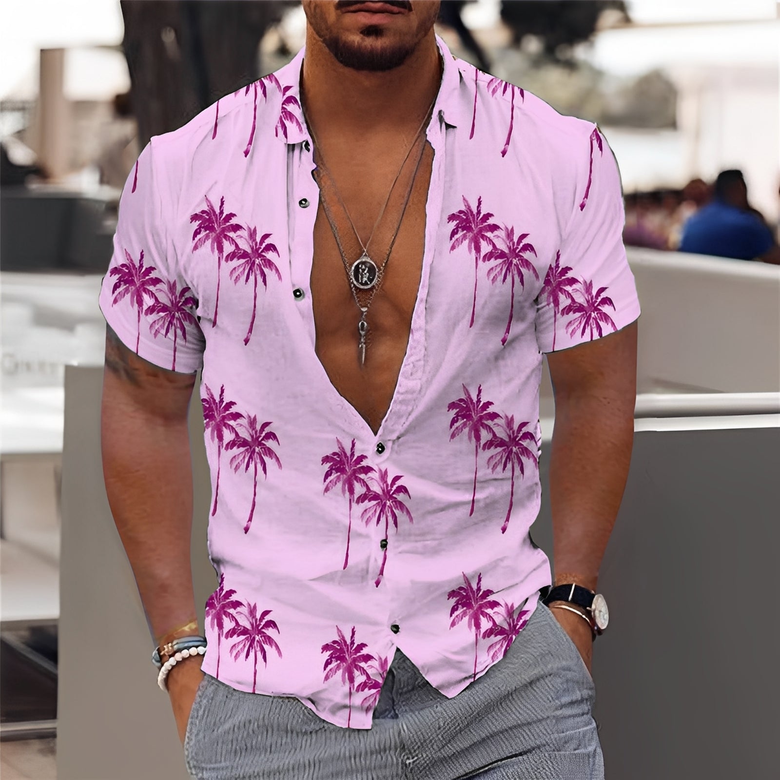 Hector - Stilvolles Hemd mit Palmenmuster für Herren