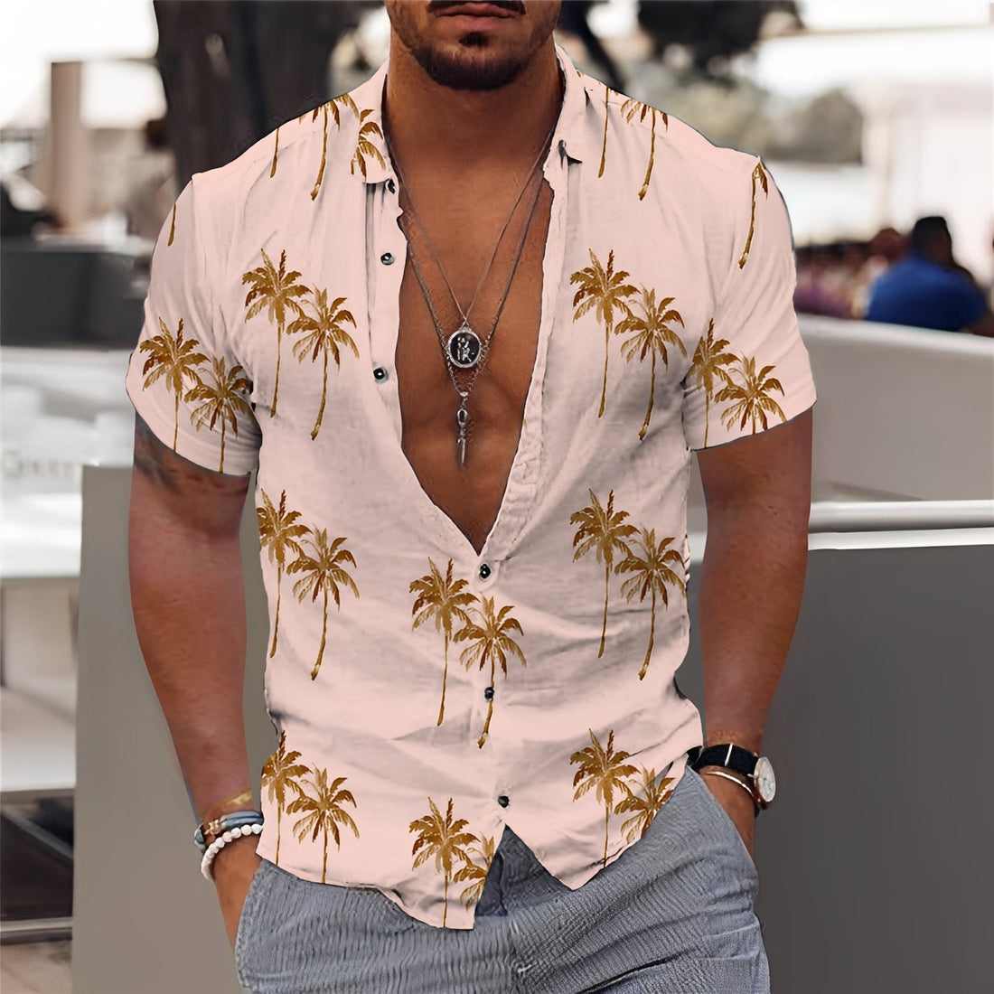 Hector - Stilvolles Hemd mit Palmenmuster für Herren