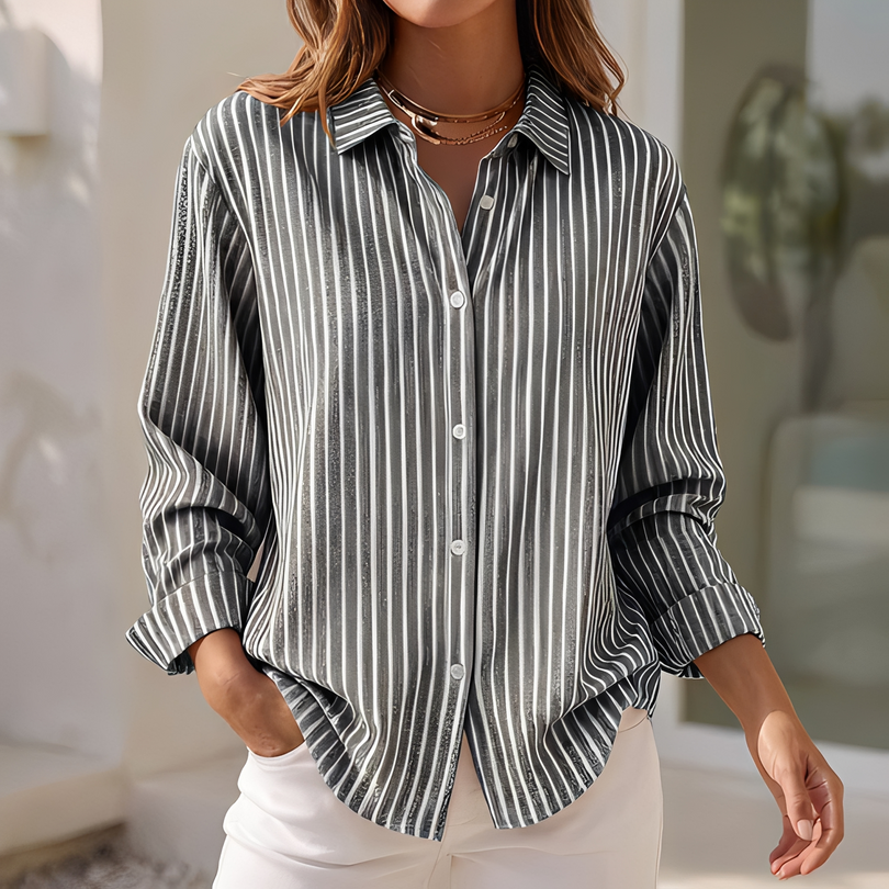 Adriana- Sommerbluse mit Streifen, lockere Passform für Damen