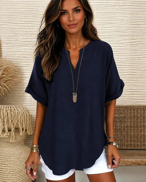 Johanna - Weit geschnittene Bluse mit V-Ausschnitt
