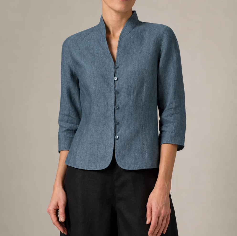 Greta - Hochwertige Damen Bluse mit Stehkragen