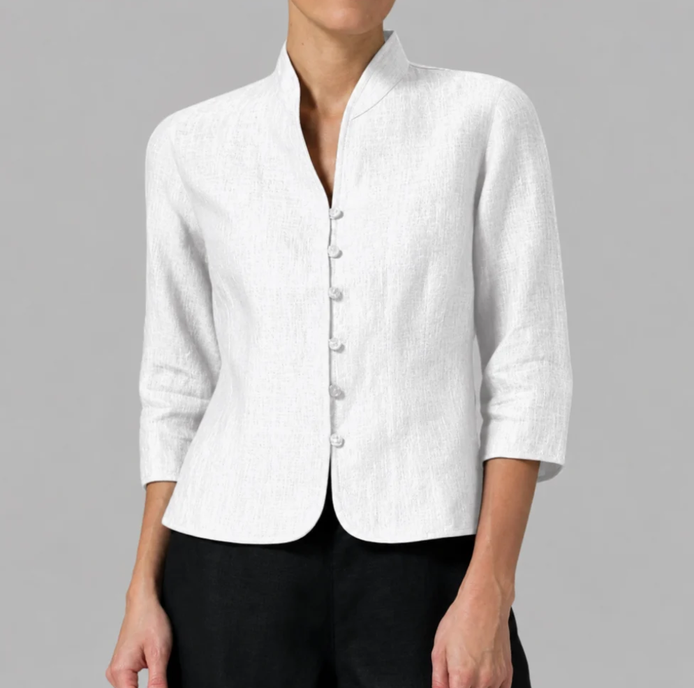 Greta - Hochwertige Damen Bluse mit Stehkragen