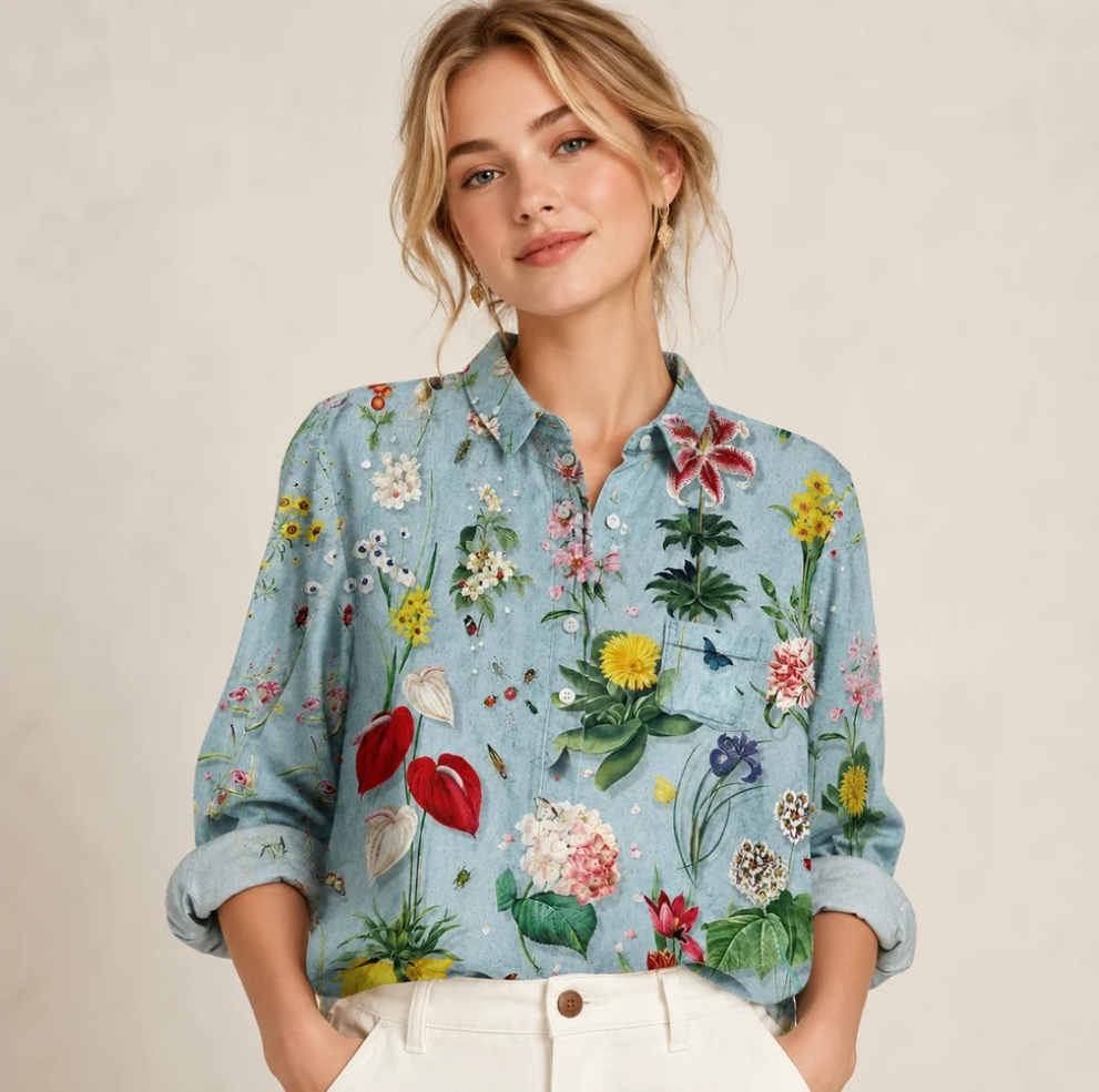 Viktoria - Stylische Bluse mit lockerem Schnitt und Blumenmuster