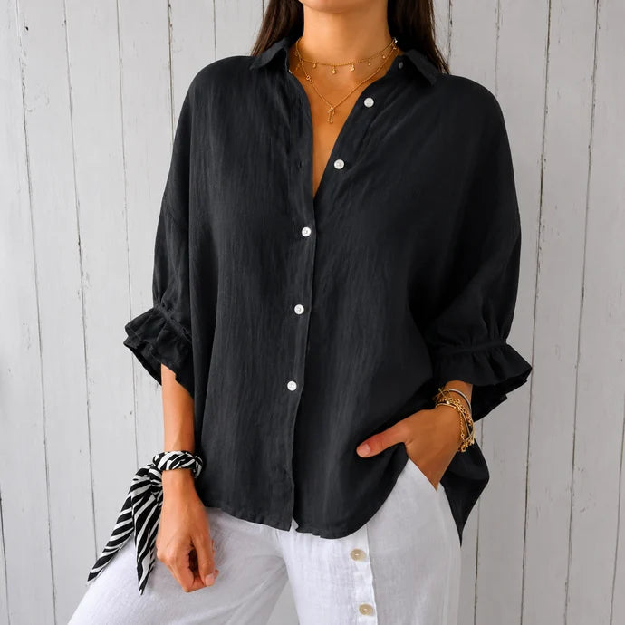 Nina - Zeitlos elegante Bluse mit Knopfleiste